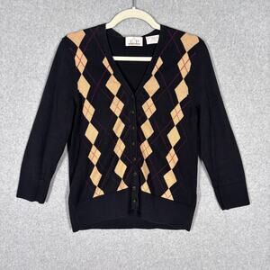 EP Pro Golf Cardigan Sweater Medium Argyle Cotton Stretch Thin Academia‎ Tennis